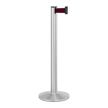 Lavi Industries Retractable Belt Barrier, Burgundy, 7 ft Length, 40 in Post Height 50-3000SA/BY